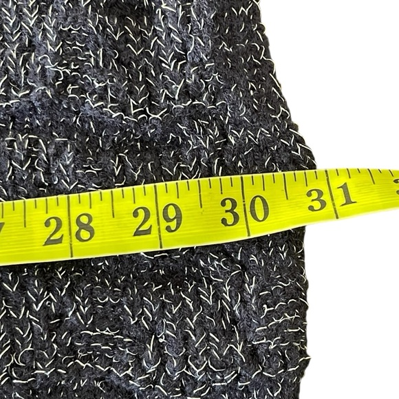 Knit Mix Blue/Silver Thread Oversize Mock Neck Drop Shoulder Sweater (L) - Picture 8 of 12